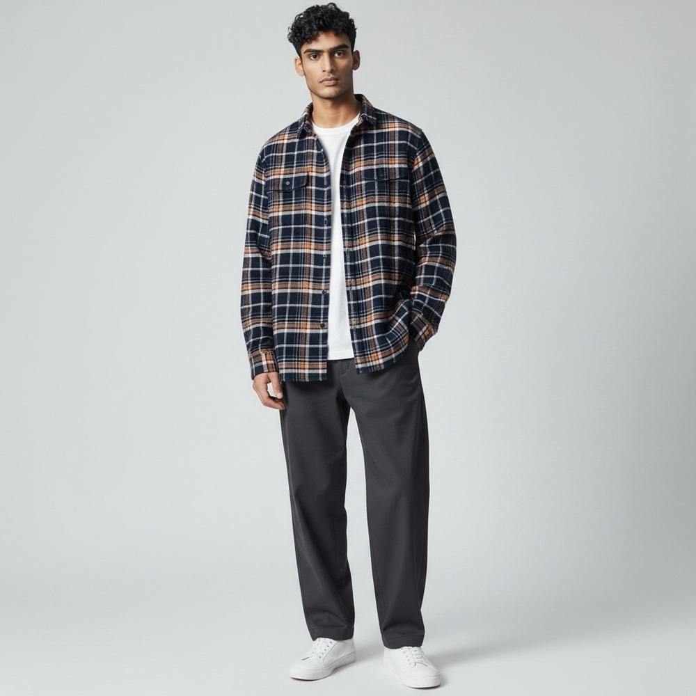 J. Crew Slim Fit 100% Cotton Plaid Flannel Men’s Long Sleeved Shirt Size Medium